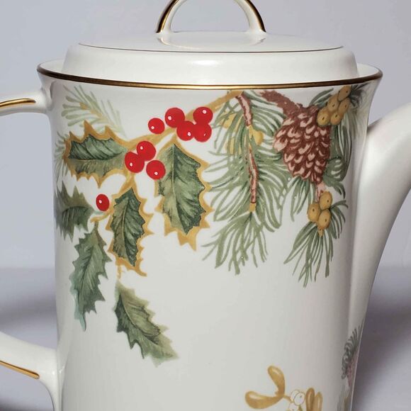 Mikasa Holiday Bloom Coffee Pot Poinsettia Christmas Winter - Picture 5 of 10